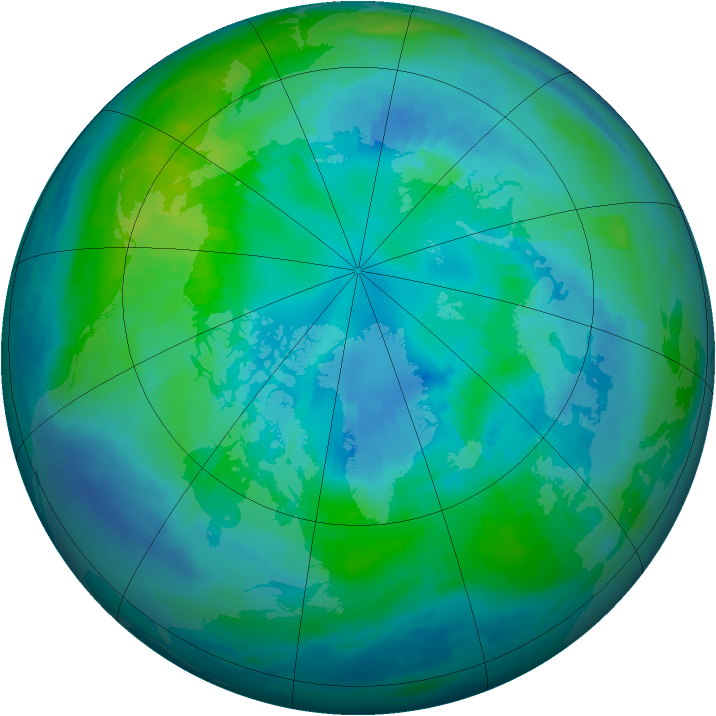 Arctic ozone map for 13 October 1996
